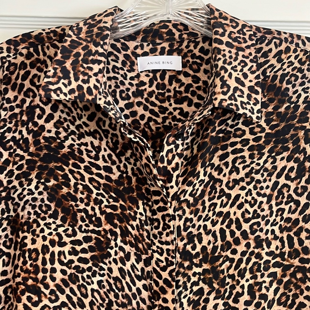 Anine Bing Chelsea silk leopard shirtdress small - Picture 3 of 7